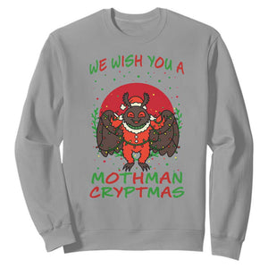 Mothman Christmas Sweatshirt We Wish You A Mothman Cryptmas Funny Christmas Gift TS12 Sport Gray Print Your Wear
