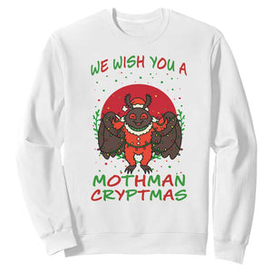 Mothman Christmas Sweatshirt We Wish You A Mothman Cryptmas Funny Christmas Gift TS12 White Print Your Wear