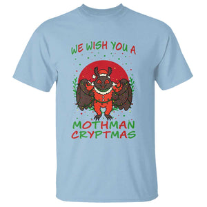 Mothman Christmas T Shirt We Wish You A Mothman Cryptmas Funny Christmas Gift TS12 Light Blue Print Your Wear