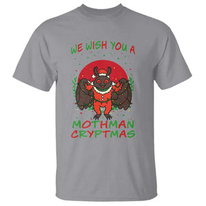 Mothman Christmas T Shirt We Wish You A Mothman Cryptmas Funny Christmas Gift TS12 Sport Gray Print Your Wear