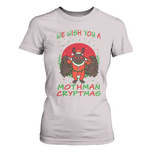 Mothman Christmas T Shirt For Women We Wish You A Mothman Cryptmas Funny Christmas Gift TS12 Ice Gray Print Your Wear
