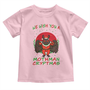 Mothman Christmas Toddler T Shirt We Wish You A Mothman Cryptmas Funny Christmas Gift TS12 Light Pink Print Your Wear