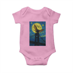 Mothman Starry Night Baby Onesie Van Gogh Cryptid Gift TS12 Light Pink Print Your Wear