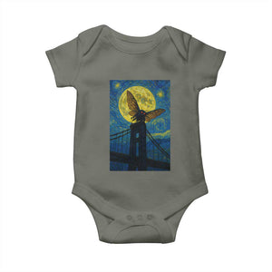 Mothman Starry Night Baby Onesie Van Gogh Cryptid Gift TS12 Military Green Print Your Wear