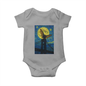 Mothman Starry Night Baby Onesie Van Gogh Cryptid Gift TS12 Sport Gray Print Your Wear