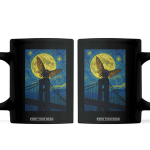 Mothman Starry Night Coffee Mug Van Gogh Cryptid Gift TS12 Black Print Your Wear