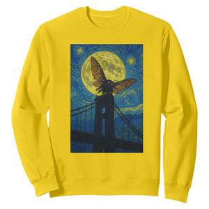 Mothman Starry Night Sweatshirt Van Gogh Cryptid Gift TS12 Daisy Print Your Wear