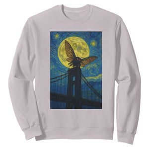 Mothman Starry Night Sweatshirt Van Gogh Cryptid Gift TS12 Ice Gray Print Your Wear