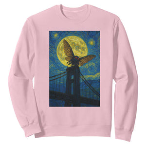 Mothman Starry Night Sweatshirt Van Gogh Cryptid Gift TS12 Light Pink Print Your Wear