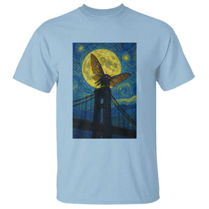 Mothman Starry Night T Shirt Van Gogh Cryptid Gift TS12 Light Blue Print Your Wear