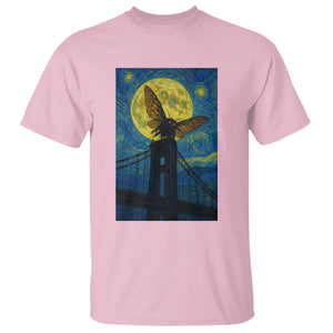Mothman Starry Night T Shirt Van Gogh Cryptid Gift TS12 Light Pink Print Your Wear