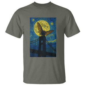 Mothman Starry Night T Shirt Van Gogh Cryptid Gift TS12 Military Green Print Your Wear