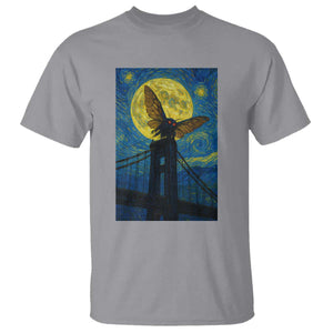Mothman Starry Night T Shirt Van Gogh Cryptid Gift TS12 Sport Gray Print Your Wear