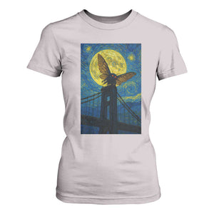 Mothman Starry Night T Shirt For Women Van Gogh Cryptid Gift TS12 Ice Gray Print Your Wear