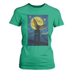 Mothman Starry Night T Shirt For Women Van Gogh Cryptid Gift TS12 Irish Green Print Your Wear