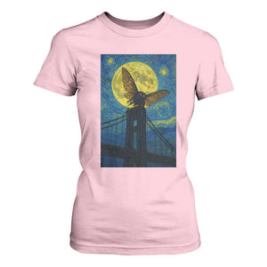 Mothman Starry Night T Shirt For Women Van Gogh Cryptid Gift TS12 Light Pink Print Your Wear