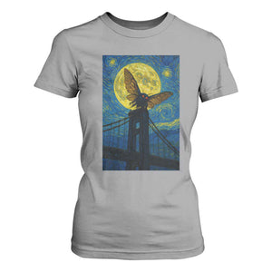 Mothman Starry Night T Shirt For Women Van Gogh Cryptid Gift TS12 Sport Gray Print Your Wear