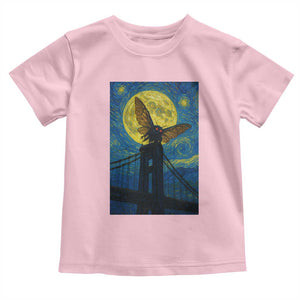 Mothman Starry Night Toddler T Shirt Van Gogh Cryptid Gift TS12 Light Pink Print Your Wear