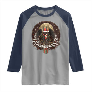 Mothman In Christmas Night Raglan Shirt Funny Cryptid Gift TS12 Sport Gray Navy Print Your Wear