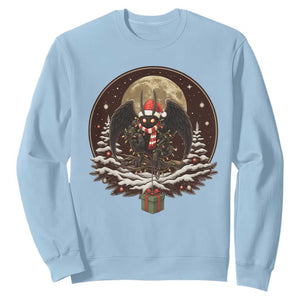 Mothman In Christmas Night Sweatshirt Funny Cryptid Gift TS12 Light Blue Print Your Wear