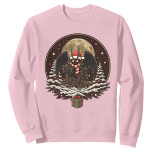 Mothman In Christmas Night Sweatshirt Funny Cryptid Gift TS12 Light Pink Print Your Wear