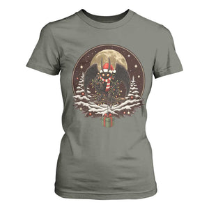 Mothman In Christmas Night T Shirt For Women Funny Cryptid Gift TS12 Military Green Print Your Wear