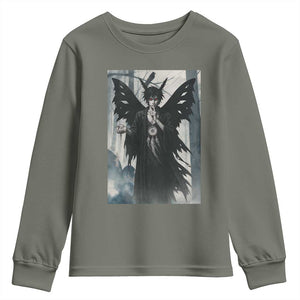 Mothman Sandman Youth Sweatshirt Gothic Horror Fan Gift TS12 Military Green Print Your Wear