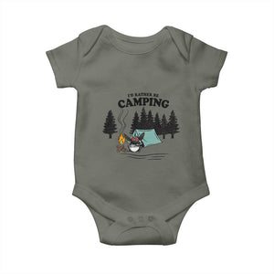 Mothman Baby Onesie Id Rather Be Camping Funny Cryptid Gift TS12 Military Green Print Your Wear