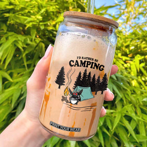 Mothman Glass Can Id Rather Be Camping Funny Cryptid Gift TS12 White Print Your Wear