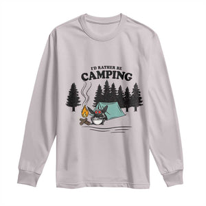 Mothman Long Sleeve Shirt Id Rather Be Camping Funny Cryptid Gift TS12 Ice Gray Print Your Wear