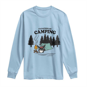 Mothman Long Sleeve Shirt Id Rather Be Camping Funny Cryptid Gift TS12 Light Blue Print Your Wear