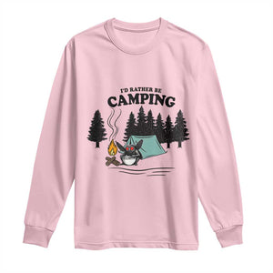 Mothman Long Sleeve Shirt Id Rather Be Camping Funny Cryptid Gift TS12 Light Pink Print Your Wear