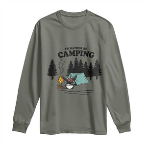Mothman Long Sleeve Shirt Id Rather Be Camping Funny Cryptid Gift TS12 Military Green Print Your Wear