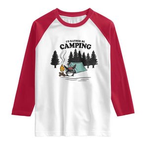 Mothman Raglan Shirt Id Rather Be Camping Funny Cryptid Gift TS12 White Red Print Your Wear