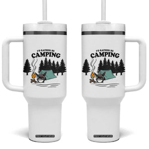 Mothman Tumbler With Handle Id Rather Be Camping Funny Cryptid Gift TS12 One Size: 40 oz White Print Your Wear