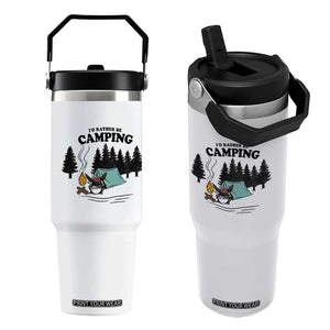 Mothman Flip Straw Tumbler Id Rather Be Camping Funny Cryptid Gift TS12 One Size: 30 oz White Print Your Wear