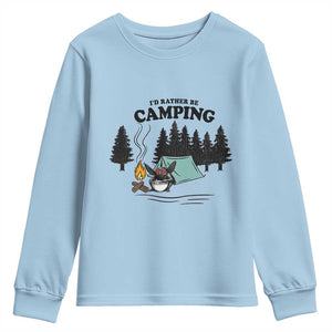 Mothman Youth Sweatshirt Id Rather Be Camping Funny Cryptid Gift TS12 Light Blue Print Your Wear