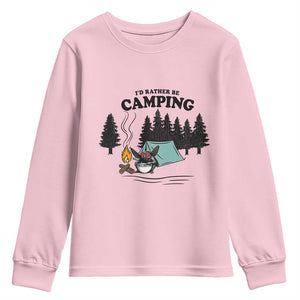 Mothman Youth Sweatshirt Id Rather Be Camping Funny Cryptid Gift TS12 Light Pink Print Your Wear