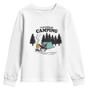 Mothman Youth Sweatshirt Id Rather Be Camping Funny Cryptid Gift TS12 White Print Your Wear