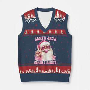 Funny Santa Says Womens Rights V-Neck Knit Sweater Vest Feminist Activist Xmas Gift TS12 Navy Red Print Your Wear