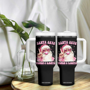Funny Santa Says Womens Rights Tumbler With Handle Feminist Activist Christmas Gift - Print Your Wear