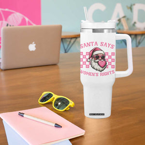 Funny Feminist Activist Christmas Tumbler With Handle Santa Says Womens Rights - Print Your Wear