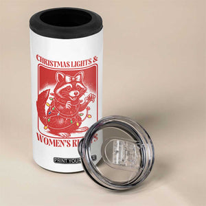 Christmas Lights And Womens Rights 4 in 1 Can Cooler Tumbler Raccoon Female Rage Holiday Gift - Print Your Wear