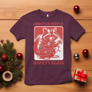 Christmas Lights And Womens Rights T Shirt Raccoon Female Rage Holiday Gift - Print Your Wear