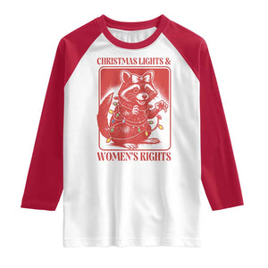 Christmas Lights And Womens Rights Raglan Shirt Raccoon Female Rage Holiday Gift TS12 White Red Print Your Wear