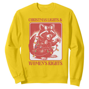 Christmas Lights And Womens Rights Sweatshirt Raccoon Female Rage Holiday Gift - Print Your Wear