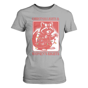 Christmas Lights And Womens Rights T Shirt For Women Raccoon Female Rage Holiday Gift - Print Your Wear