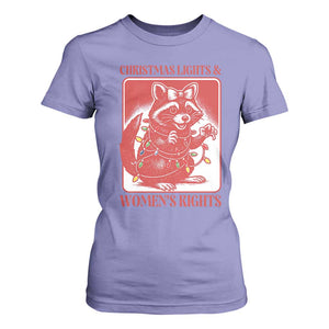 Christmas Lights And Womens Rights T Shirt For Women Raccoon Female Rage Holiday Gift - Print Your Wear