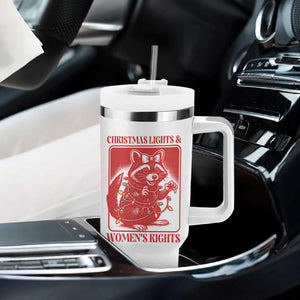 Christmas Lights And Womens Rights Tumbler With Handle Raccoon Female Rage Holiday Gift TS12 Print Your Wear