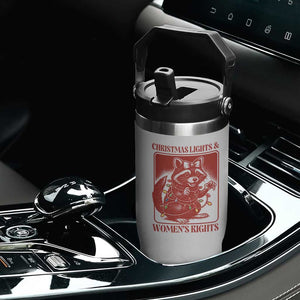 Christmas Lights And Womens Rights Flip Straw Tumbler Raccoon Female Rage Holiday Gift - Print Your Wear